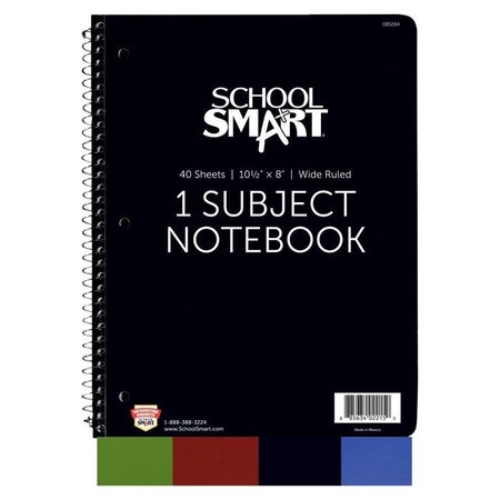 SCHOOL SMART Spiral Non-Perforated 1 Subject Wide Ruled Notebook, 10-1/2 x 8 Inches P085264SS-5987